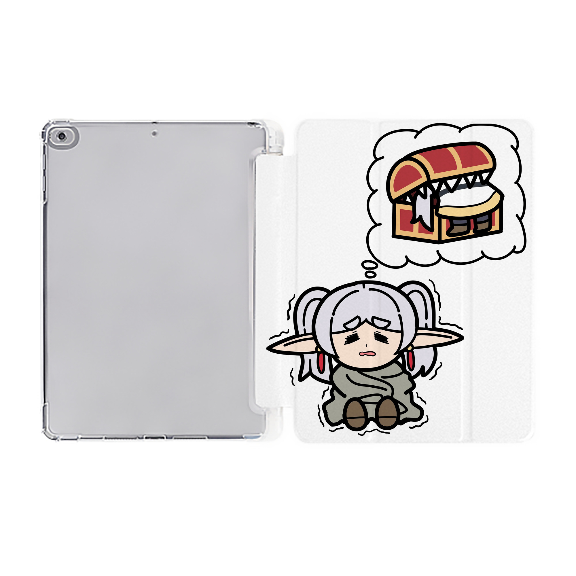 （画像用） 葬送のフリーレン Frieren IPad ケース ペン収納付き 三つ折りスタンド PUレザー×シリコン 対応機種9.5/10.5/10.9インチ